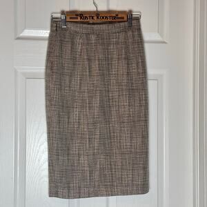 Womens Vtg Newport News Brown Tweed Pencil Skirt Career Size 2